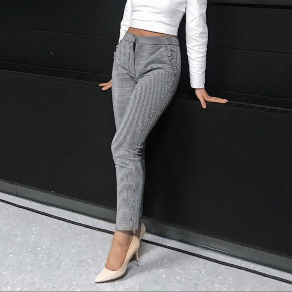 Zara | Houndstooth Skinny Ankle Pant | Size XS